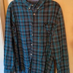 Chaps Blue and Black Plaid Button-Up Shirt